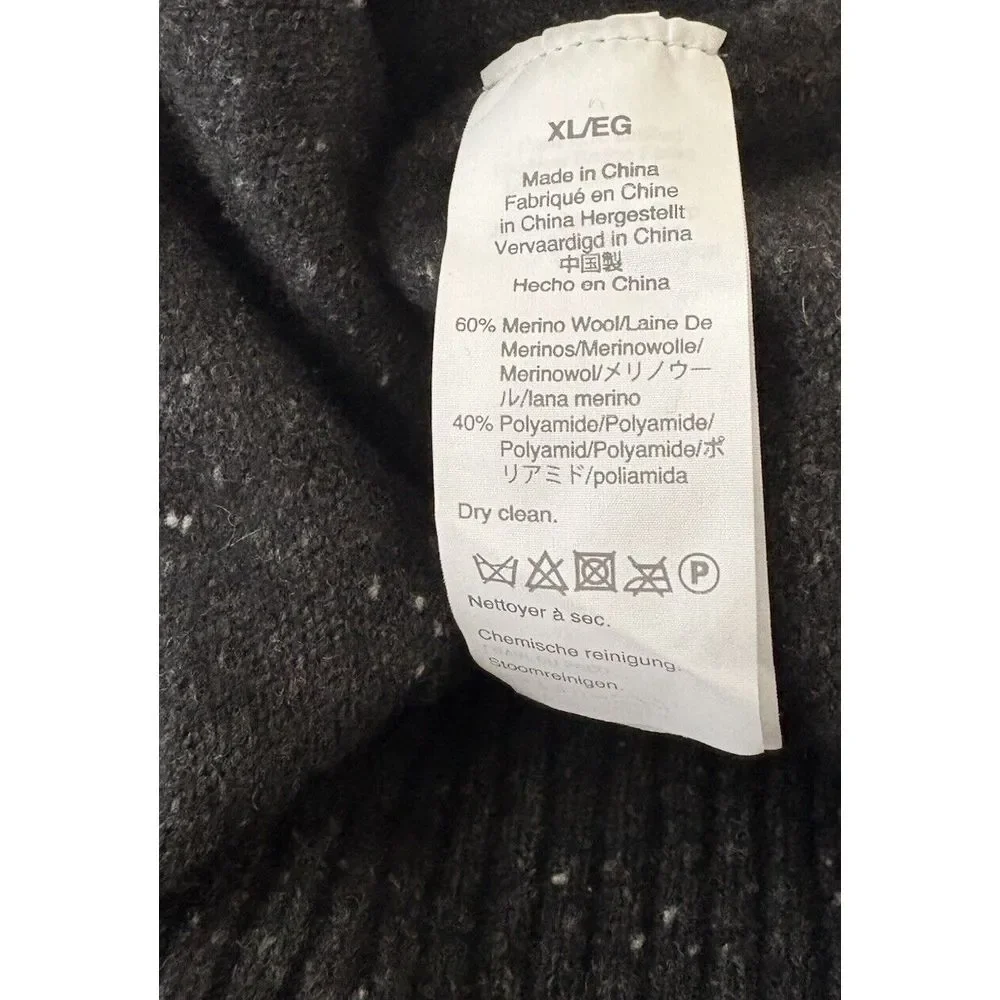 J. Crew Sweater XL‎ Rugged Merino Wool Two-button Shawl Collar Pullover Speckled